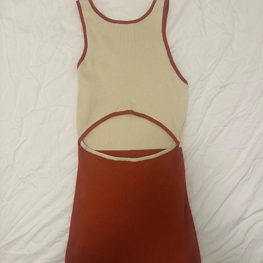 Two-Tone Sleeveless Cutout Dress